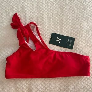 Halara red one shoulder bikini top (NWT)